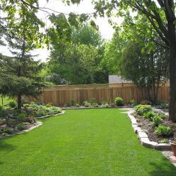 backyard with gardens and fences